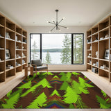Lime Green Pine Forest Area Rug