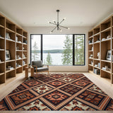 Brown and Tan Terracotta Diamond Geometric Southwestern Rug