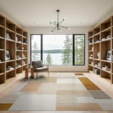 Beige and Neutral Geometric Block Area Rug