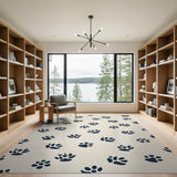 ODIKA Washable Paw Print Rug - Pet-Friendly Non-Slip Low Pile Area Rug