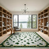 Green Shamrock Scatter Area Rug with Gold Border