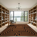 Orange Maze Labyrinth Area Rug