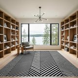 Bold Black White Geometric Zigzag Rug