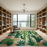 Vibrant Potted Cacti Garden Area Rug