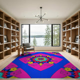 Vibrant Multi-Color Geometric Starburst Area Rug
