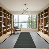 Black White Geometric Stripe Woven Area Rug