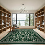 Emerald Green Ornate Persian Border Rug