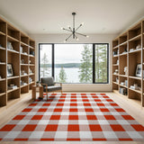 Red White Gingham Checkered Farmhouse Area Rug