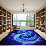 Blue and Teal Electric Blue Dragon Lightning Area Rug