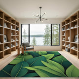 Green Lush Overlapping Green Leaf Area Rug