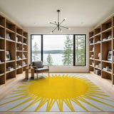 Geometric Modern Radiant Yellow Sunburst Area Rug