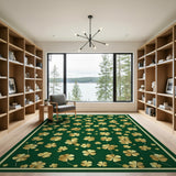 Green Golden Shamrock Emerald Green Area Rug
