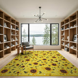 Yellow Floral Vintage Vibrant Sunflower Yellow Area Rug