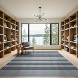 Striped Green Purple Grey Area Rug