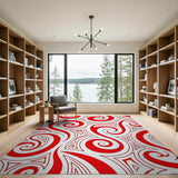 Bold Red Swirl Heritage Tribal Area Rug