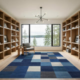 Blue Patchwork Geometric Blue and Teal Area Rug