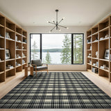 Black White Gingham Check Black and White Area Rug