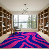 Vibrant Blue Pink Wavy Abstract Area Rug