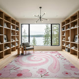 Pink Spiral Snake Cherry Blossom Area Rug