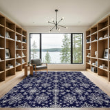 Navy Snowflake Geometric Modern Area Rug