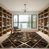 Brown Tan Geometric Diamond Area Rug