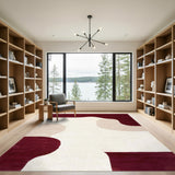 Red and Beige Organic Abstract Area Rug