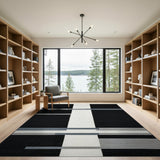 Modern Black White Geometric Area Rug