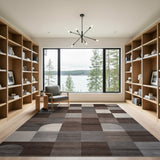 Modern Geometric Arch Area Rug in Neutral Greys