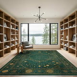 Emerald Celestial Gold Astrology Area Rug
