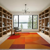 Orange Vibrant Orange Geometric Area Rug