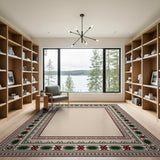 Beige Traditional Persian Area Rug with Ornate Green Border