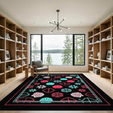 Vibrant Geometric Shells Stars Snowflake Rug