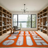 Bold Red Line Geometric Area Rug