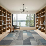 Modern Geometric Grey Teal Area Rug