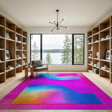 Abstract Area Vibrant Multi-Color Wave Abstract Area Rug