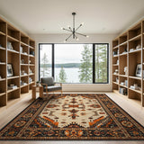 Southwestern Tribal Geometric Area Rug in Beige Terracotta