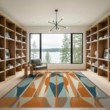 Multi-color and Patterns Bold Geometric Teal Orange Area Rug
