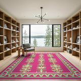 Vibrant Pink Traditional Persian Floral Area Rug