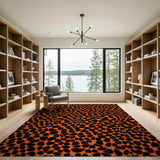 Bold Orange Black Abstract Area Rug