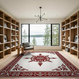 Ornate Red Persian Floral Medallion Area Rug