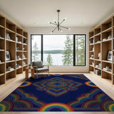 Rainbow Mandala Geometric Area Rug