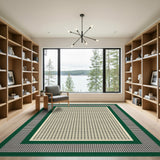 Green Border Houndstooth Area Rug
