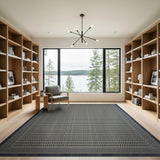 Navy Dot Geometric Area Rug with Ornate Border