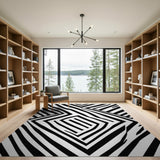 Geometric Modern Bold Black White Zigzag Geometric Area Rug