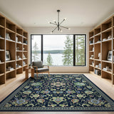 Navy Persian Floral Area Rug