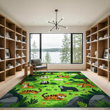 Kids Cartoon Jungle Animals Area Rug