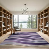 Geometric Modern Purple Purple Wavy Abstract Area Rug