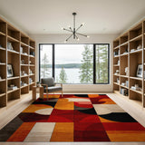 ODIKA Washable Abstract Geometric Area Rug, Low Pile Non-Slip Mid-Century Modern Rug