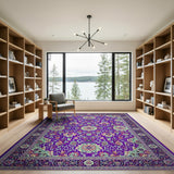 Purple Vibrant Purple Persian Floral Area Rug