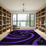 Purple Swirl Vortex Area Rug with Stars